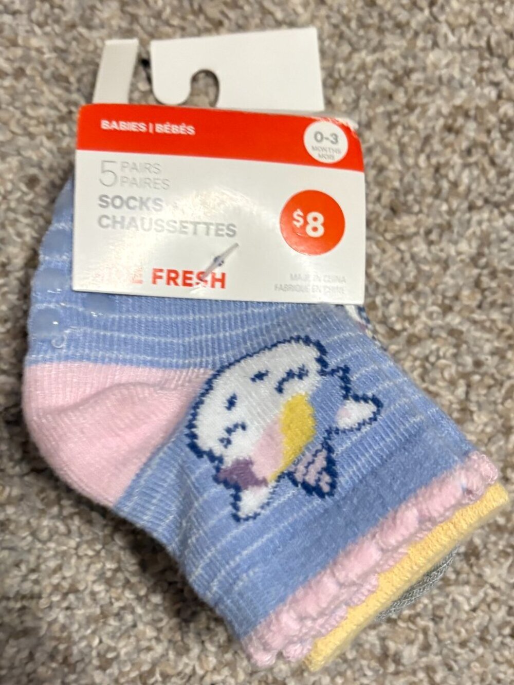 NWT Joe Fresh Baby Girl Socks Set - 5pairs 0-3 months Colourful